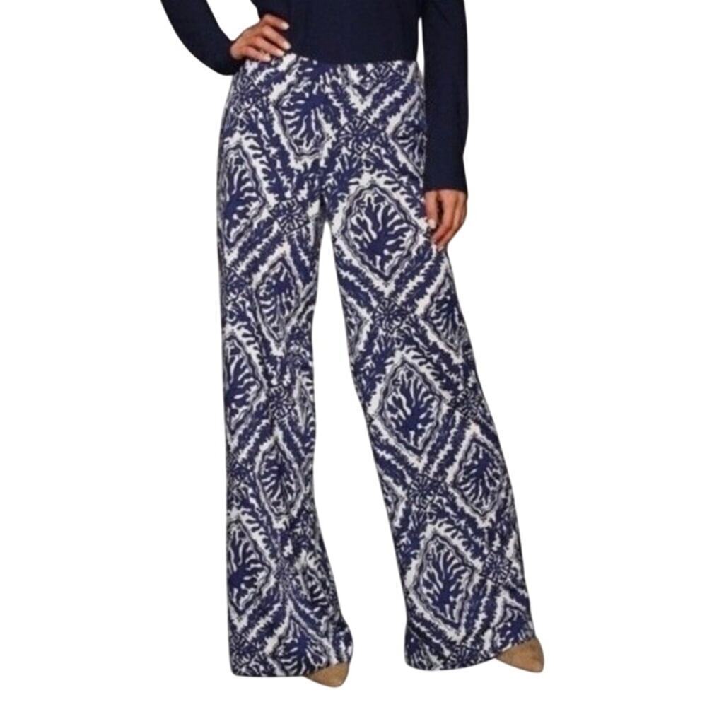 Lilly Pulitzer Sz XS Middleton Palazzo Pants Navy Printed Lightweight Pull-on